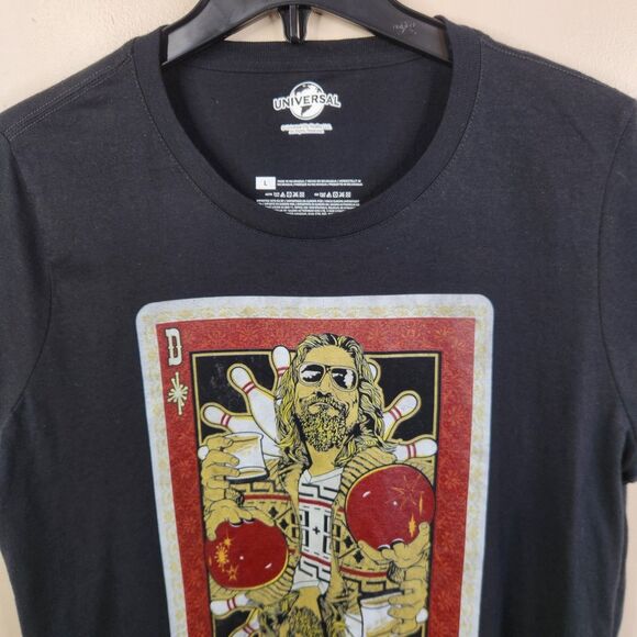 Universal Studios The Big Lebowski The Dude Abides Playing Graphic Card Tee L - Picture 2 of 6